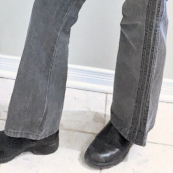 Zara TRF Slate Grey Low Rise Flared Jeans. Raised Stripes. Authentic Y2K, 0 - Picture 12 of 15